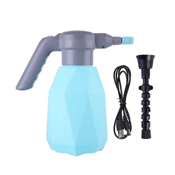 Naiovety Pulverizador eléctrico para jardín con distribución uniforme del agua: funcionamiento con un solo botón Múltiples modos de Jardín y Patio azul B2L+boquilla universal