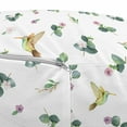 thumbnail image 3 of Hummingbird Pouf Cover with Zipper, Vernal Eucalyptus Leaves Flowers Flying Birds Isolated Repeating Pattern, Soft Decorative Fabric Unstuffed Case, 30" W X 17.3" L, White Multicolor, by Ambesonne, 3 of 5