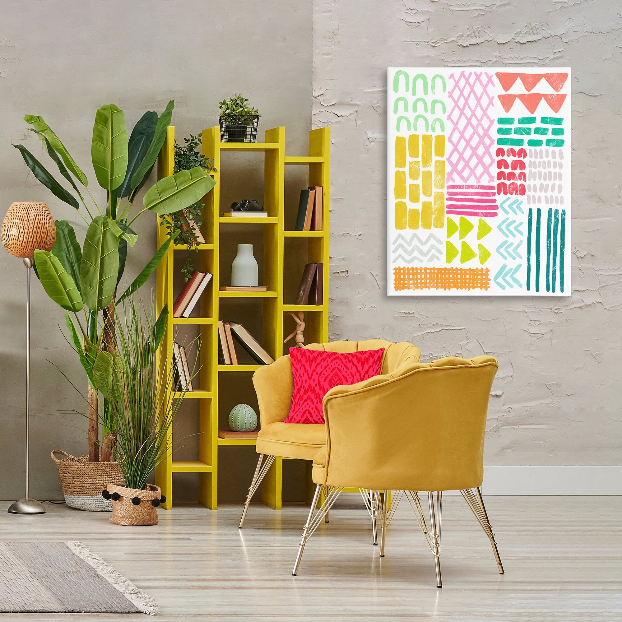 Stupell Industries Fun Varied Patterns & Shapes Abstract Painting Gallery Wrapped Canvas Art Print Wall Art, 30 x 40