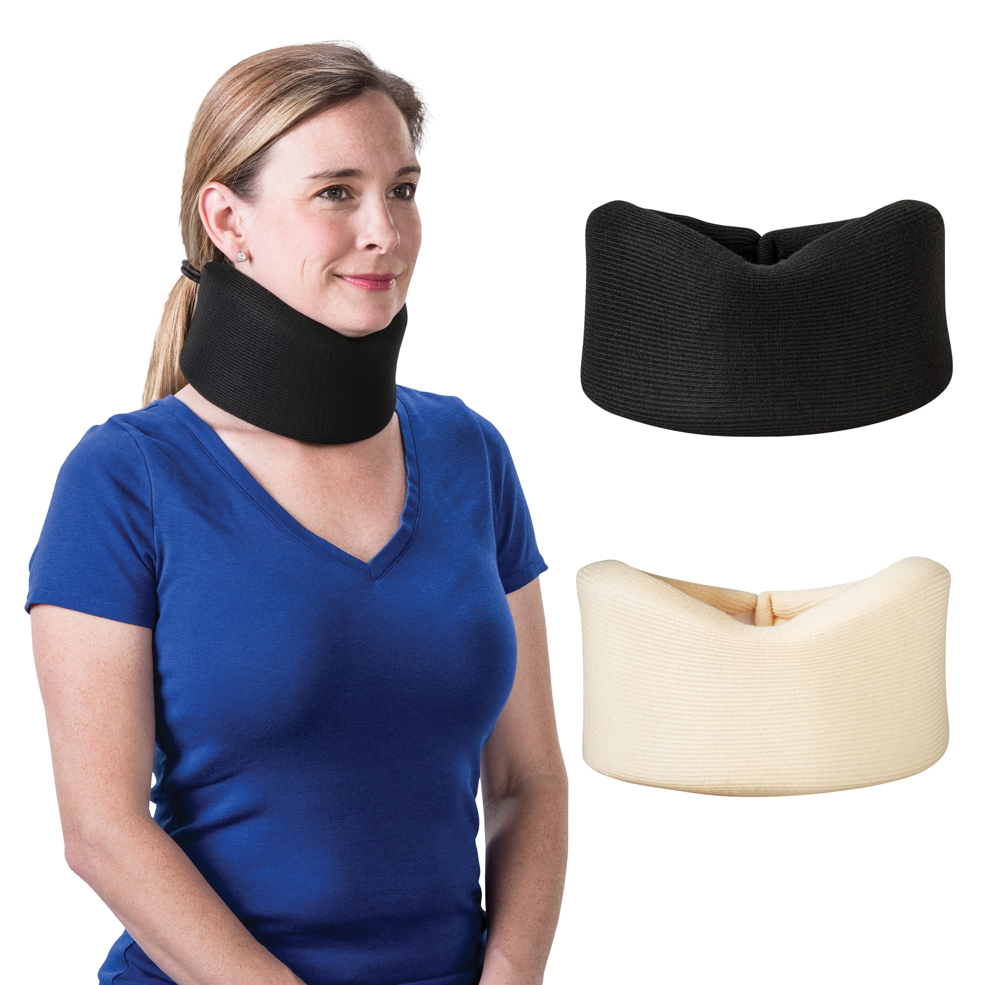 Core Products Soft Foam Cervical Collar Neck Support Brace, Helps Stabilize Vertebrae & Relieve Spinal Pressure for Men & Women - Black, Small Fits (1.8 - 2.2 inch) Height