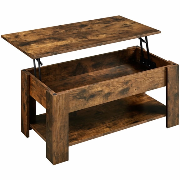 Renwick Modern Lift Top Coffee Table w/Hidden Compartment & Storage, Rustic Brown