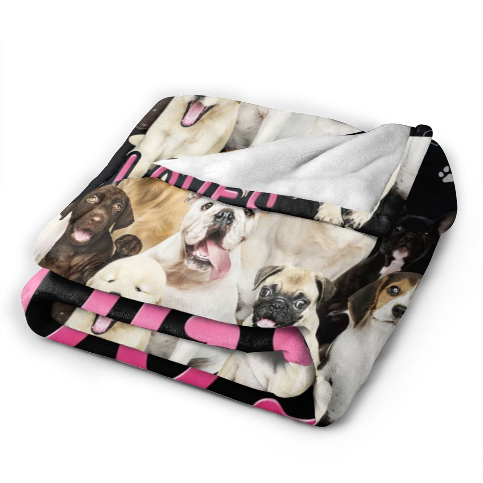 Wijzvio Just A Girl Who Loves Dogs Throw Blanket Soft Fuzzy Fleece Blanket For Couch Bed Living Room Decoration 80"X60"