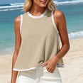 thumbnail image 6 of TGSLY Color Block Contrast Trim Tank Tops for Women Crew Neck Sleeveless Blouses A-Line Flowy Loose Fit Solid Color Going Out Tshirts XXL, 6 of 6