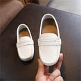 thumbnail image 3 of Toddler Sneakers Children Spring Summer Solid Casual Shoes for Boys and Girls Flat Bottom Lightweight Soft Penny Loafers Kids Shoes Boys White 2.5 Years-3 Years, 3 of 5