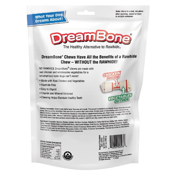 DreamBone Mini Chews with Real Chicken, Rawhide-Free Chews for Dogs, 50 Count