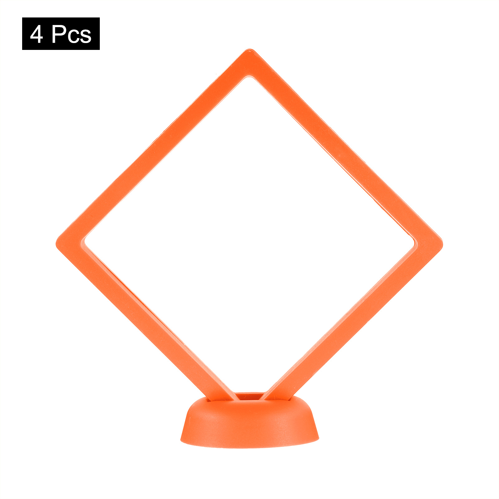 Unique Bargains 4Pcs Floating Frame Display Holder Stand 4.33" x 4.33" x 0.8" Orange