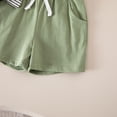 thumbnail image 4 of hengsof Boys Stripe Cotton 2 Piece Set for 12 Months to 5 Years Short Sleeve Collared Shirt and Pocket Shorts Outfit Daily Casual Set, 4 of 7