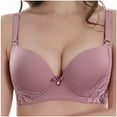 thumbnail image 2 of Fatuov Women's Lace Bra with Underwire Solid Color Soft Daily Bra for Casual, Supportive Full Coverage Push Up Lightly Lined Bra 38C, Pink, 2 of 5