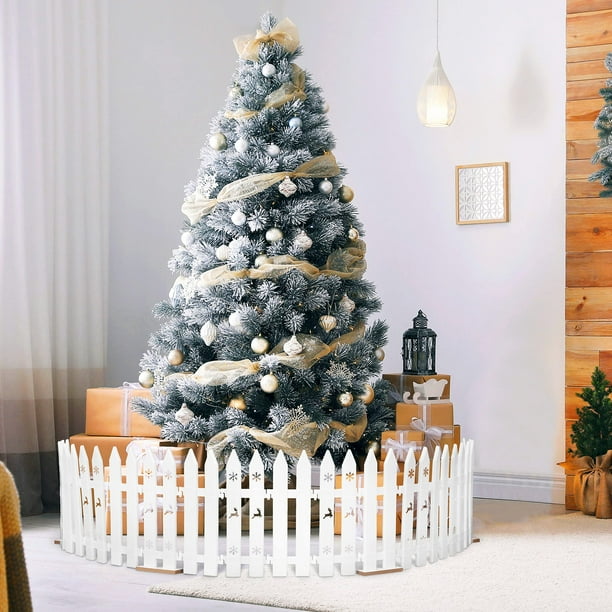 48PCS Christmas Tree Fence Decorations Xmas Indoor Outdoor Gate for