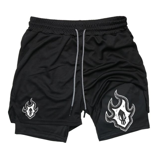 Men Gym Performance Compression Shorts Print 2 in 1 Running Workout Shorts for with Phone Pocket Towel Loop Athletic Activewear 8 L