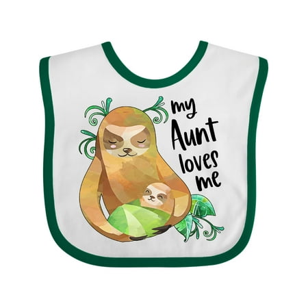 

Inktastic My Aunt Loves Me Cute Sloth and Baby Gift Baby Boy or Baby Girl Bib