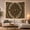 Celestial Rings, variant on Golden Celestial Sunburst on Dark Charcoal Background, Mystical Fantasy for Steampunk Art Collectors, Ornate Wall Decor, Housewarming Gift, Tapestry Wall Hanging for Home Library and Office