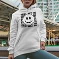 thumbnail image 2 of Have a Great Day with a Smile, Groovy Retro Wavy Text Merch Gift, White Hooded Sweatshirt or Hoodie, XL, 2 of 5