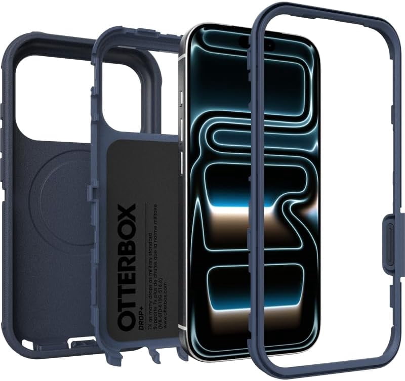OtterBox iPhone 17 Pro (Only) Bundle: Defender Series Case & Screen Protector - Blue Sentiment - Case Only - Snaps on MagSafe - Tough - Rugged & Durable