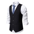 thumbnail image 4 of ZCFZJW Men's Suit Vest Formal Wedding Slim Fit Single-Breasted Sleeveless V-Neck Have Pockets Solid Dress Wedding Waistcoat Prom Tuxedo #06-Black M, 4 of 9