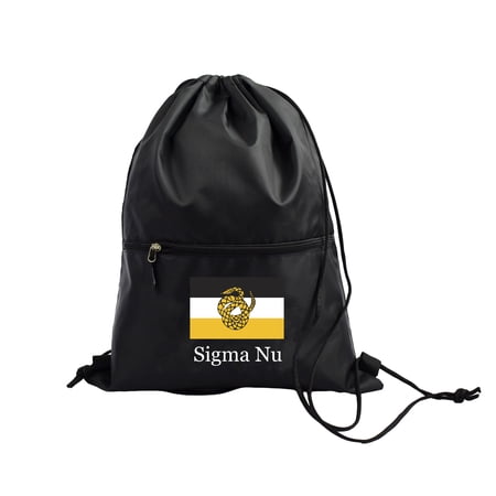 Sigma Nu Fraternity Black Drawstring Backpack, Sports Bag, Travel Carryall
