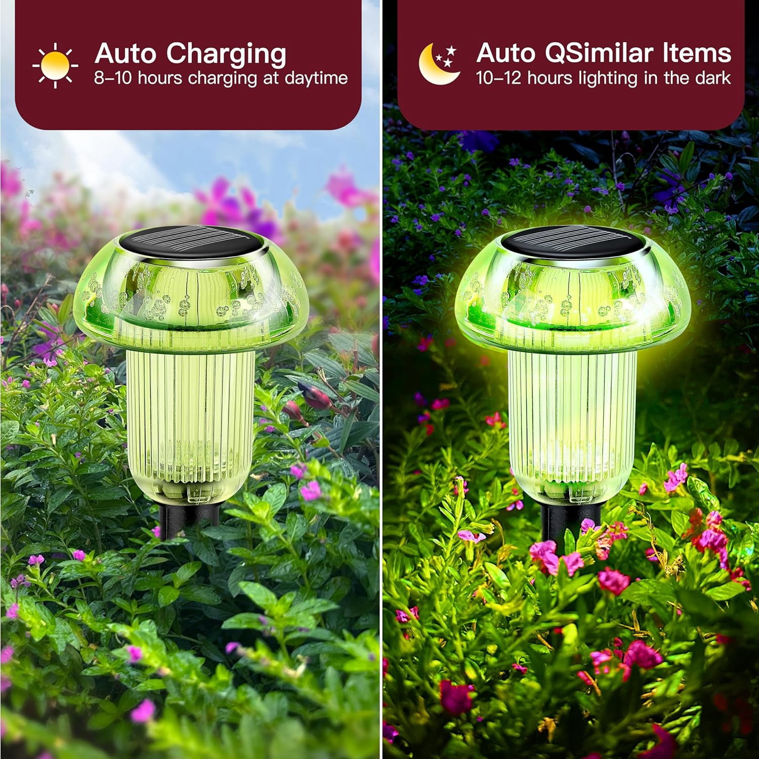 Green Solar Lights Outdoor 4 Pack LED Christmas Decorations Mushroom Solar Lights Outdoor Waterproof, Landscape Lighting Garden Stake Lights, Outdoor Solar Lights for Yard, Garden