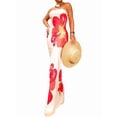 thumbnail image 3 of Women Summer Strapless Maxi Dress Bodycon Floral Long Wedding Guest Dress Formal Tube Mesh Cocktail Dresses L, 3 of 8