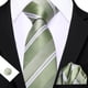 thumbnail image 3 of Set de corbatas Barry.Wang de seda a rayas en verde salvia para hombre, 3 of 5