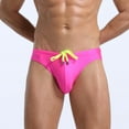 thumbnail image 2 of guisaled Men Swim Brief Sexy Bikini Swimwear Low Rise Quick Dry Swim Thong Solid Colors Strech Comfort Swimming Trunks with Drawstring, 2 of 8