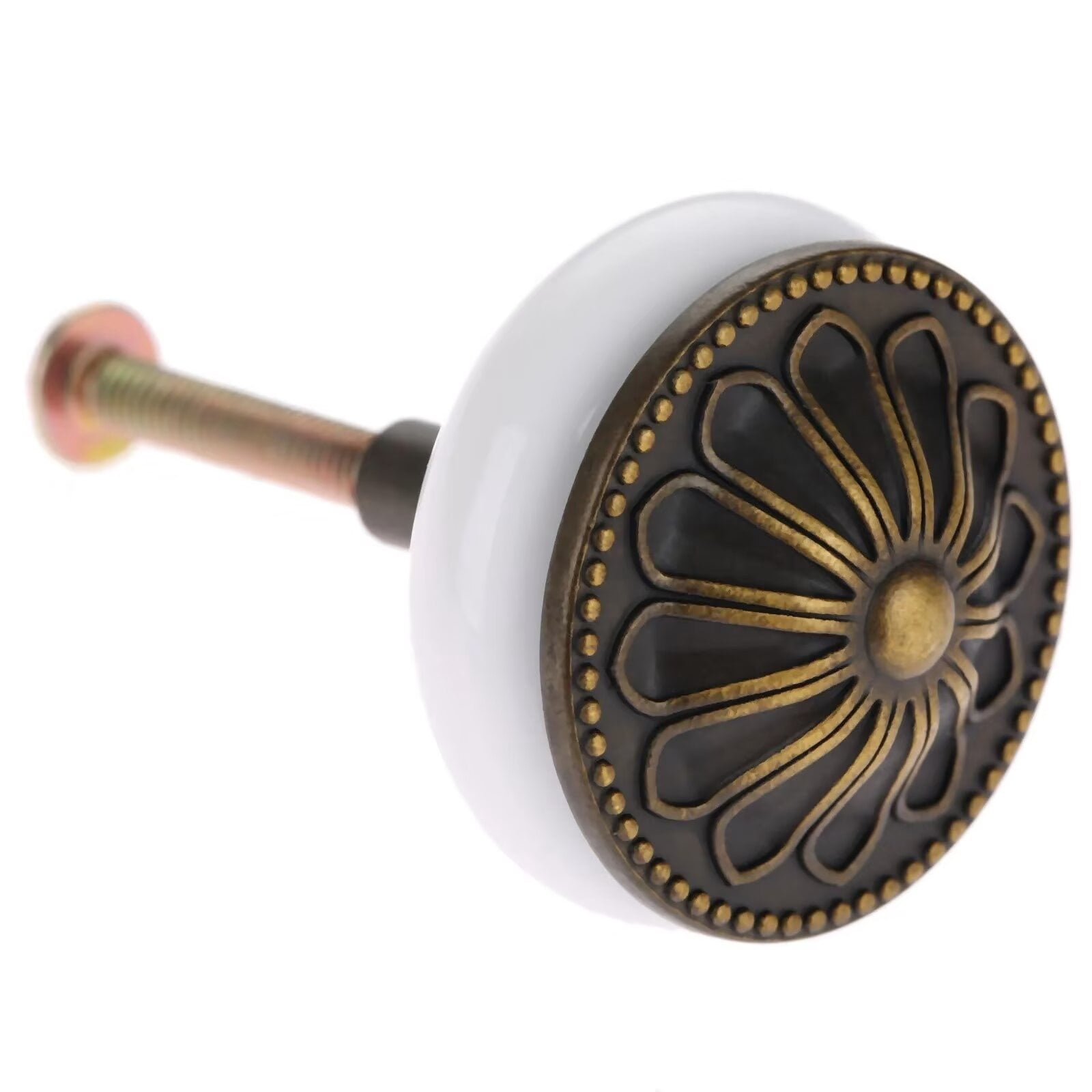 HDJNal Antique Bronze Ceramic Drawer Knob Cupboard Pulls Handles Wardrobe Drawer Cabinet Door Kitchen Knobs and Pull Handles for Cupboards ,Dresser ,Kitchen, Pack of 20 (White)