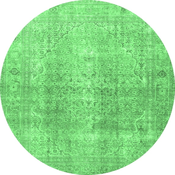 Ahgly Company Indoor Round Persian Emerald Green Traditional Area Rugs, 4' Round