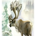 thumbnail image 3 of Antlers Duvet Cover Set, Moose in Winter Forest Wildlife Reindeer Christmas Theme Watercolor Painting Style, Decorative 3 Piece Bedding Set with 2 Pillow Shams, King Size, Beige Green, by Ambesonne, 3 of 3