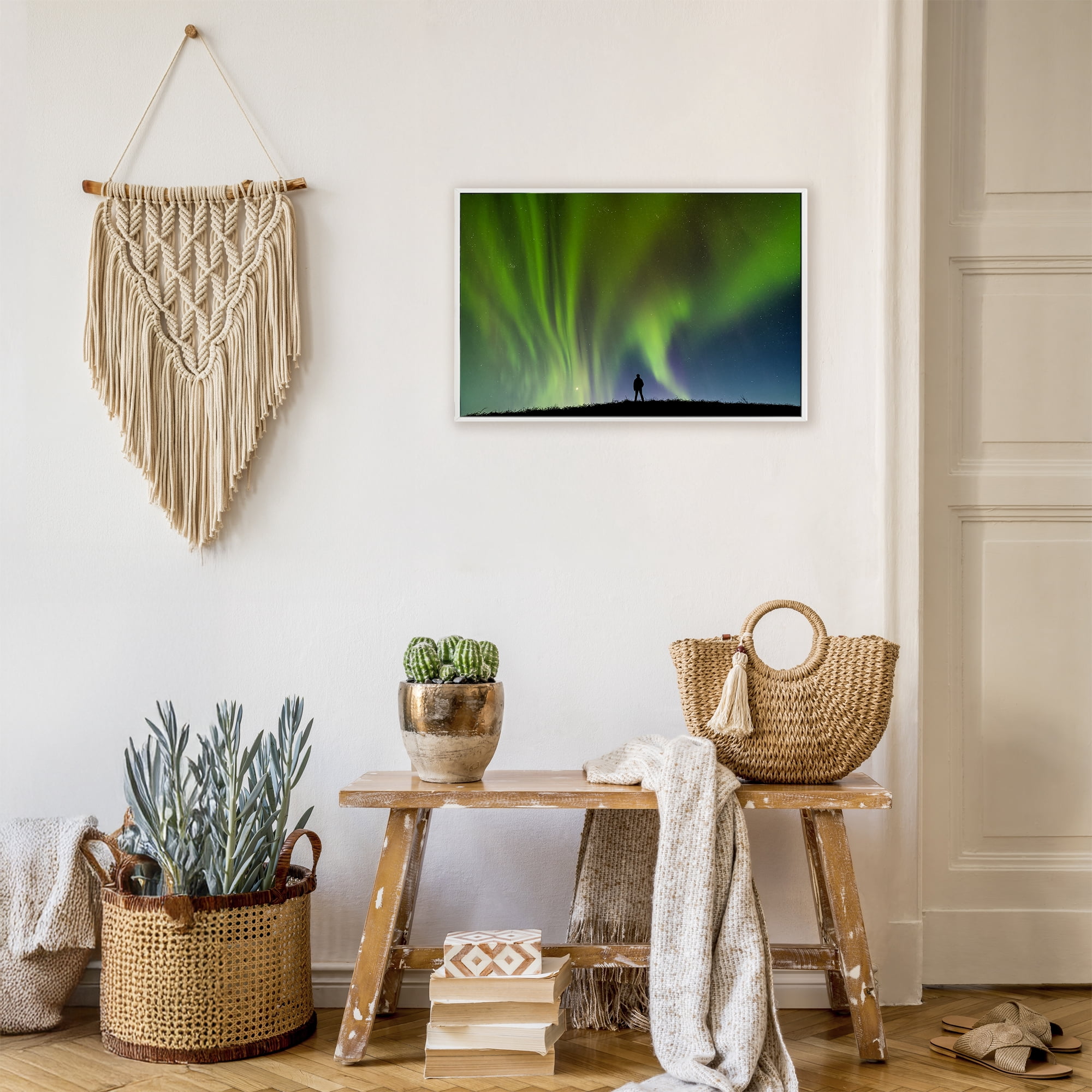 Stupell Industries Envelop Northern Lights Silhouette White Framed Giclee Art, design by Shelley Carlisle