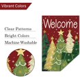 thumbnail image 5 of Christmas Welcome Garden Flag Xmas Tree 12x18 Inch Double Sided Snowy Winter Holiday Snowflake Seasonal Small Burlap Yard Sign Outside Outdoor House Decoration, 5 of 6