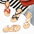 thumbnail image 6 of Ataiwee Women's Flat Slide Sandals - Casual Multiple Straps Criss Cross Thong Flat Summer Shoes., 6 of 7