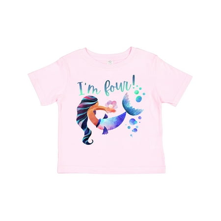 

Inktastic I m Four! 4th Birthday Pink and Blue Mermaid Boys or Girls Toddler T-Shirt