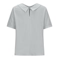 thumbnail image 5 of Delayuji Women with Pockets Breathable Cotton Linen Loose Large Size Slimming Lapel Shirt Short Sleeve Top Gray Xl Hemp Short Sleeve Shirts for Women, 5 of 5