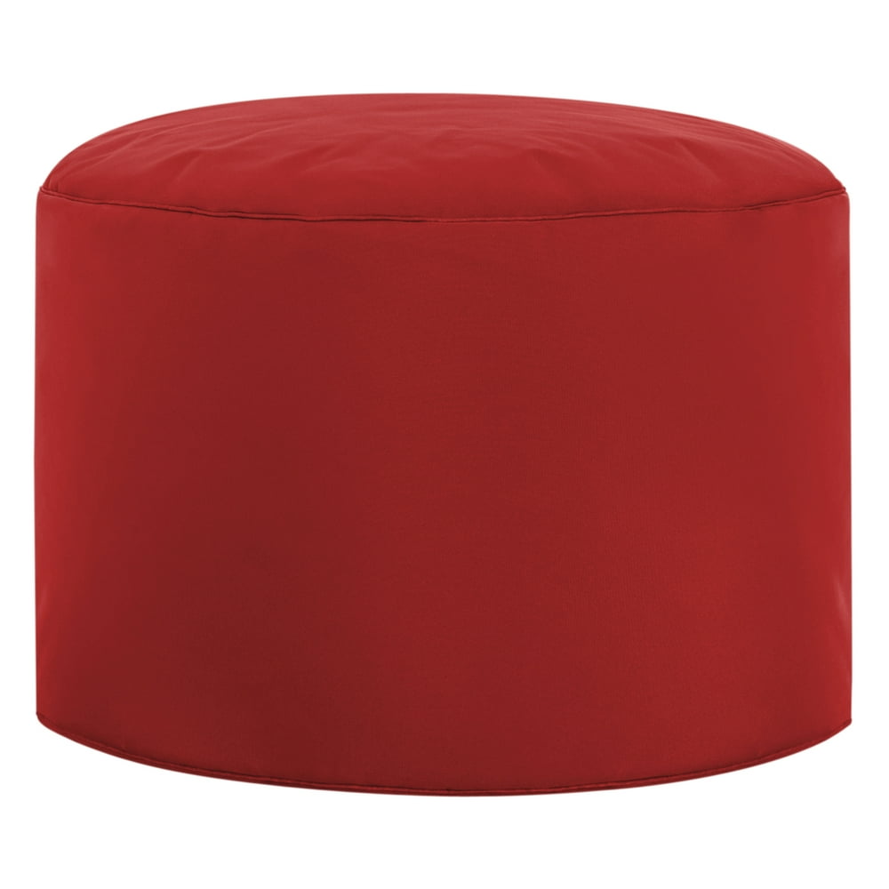 Gouchee Home Collection Contemporary Polyester Upholstered Round Pouf/Ottoman, Red