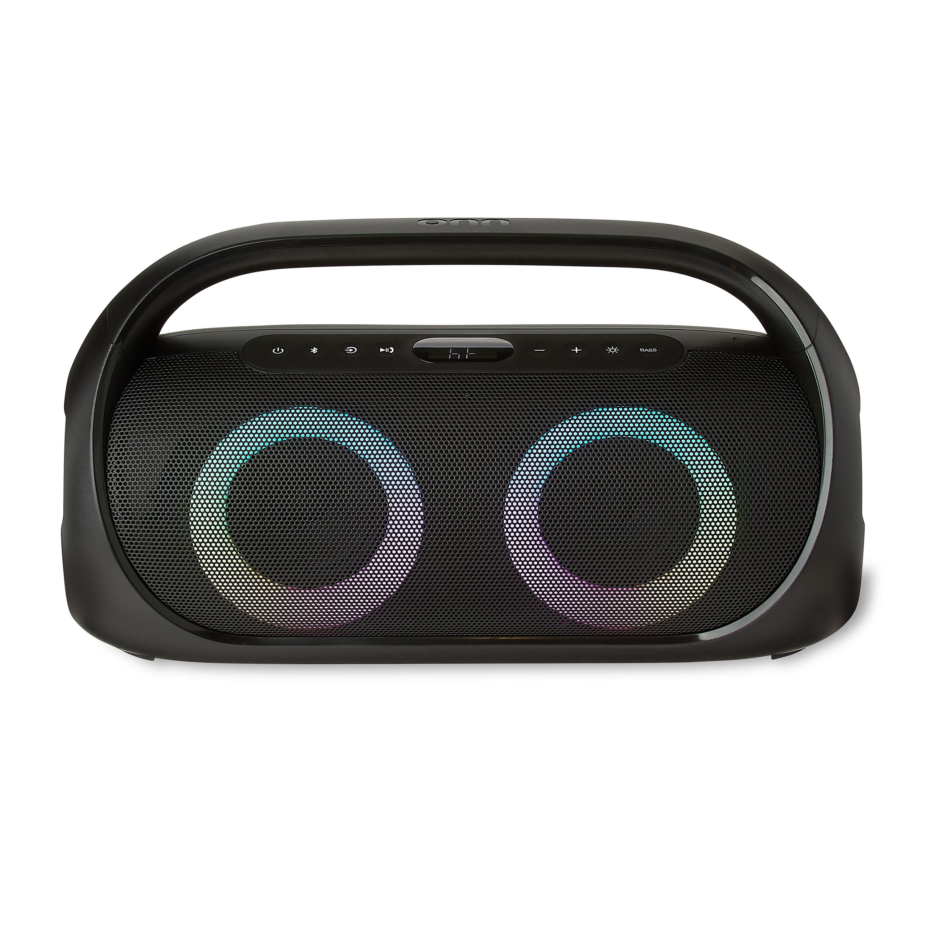 onn Portable FM Boombox with LED Lighting