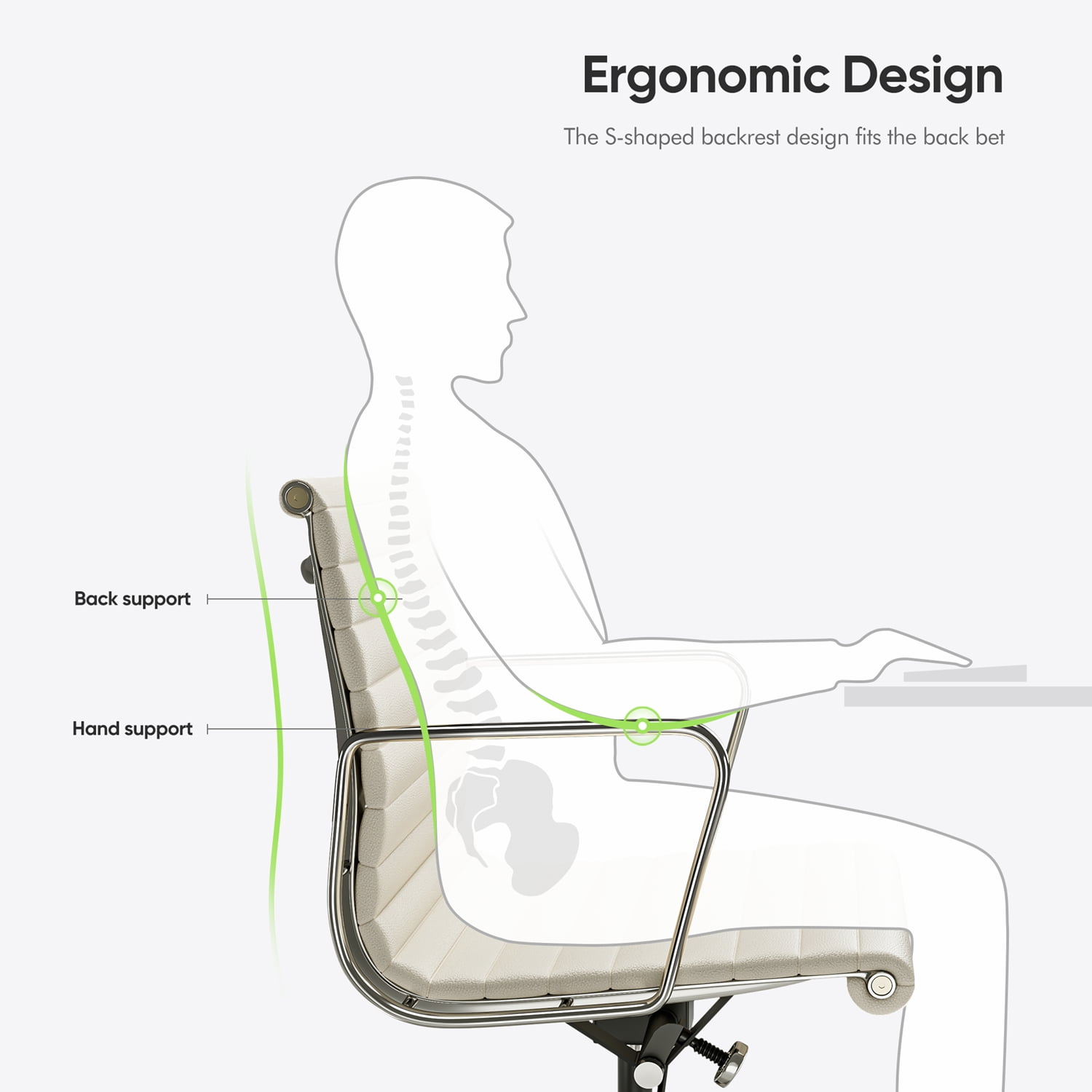 Mid Back Office Chair Ergonomic Office Chair Swivel Leather Task Chair with Lumbar Support,Adjustable Height,White