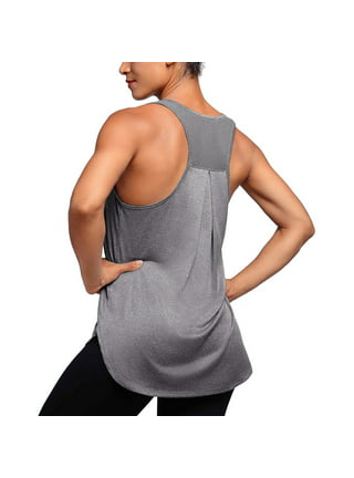 MRULIC tank top for women Women Workout Tops Mesh Racerback Yoga Tank  Shirts Gym Running Tops Womens tank tops Black + XL