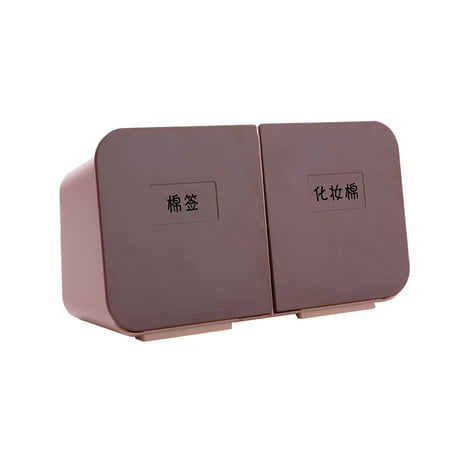 

Wall Mounted Plastic Storage Box with Flip Lid Cotton Pads Swab Holder Organizer