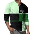 thumbnail image 4 of Men's St. Patrick's Day Irish Henley Shirt 3/4 Sleeve Color Block Clover Top, 4 of 7