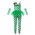 thumbnail image 4 of TiaoBug Kids Girls Christmas Elf Costume Candy Cane Stripe Dance Gymnastics Jumpsuit with Arm Sleeves Green 10, 4 of 7