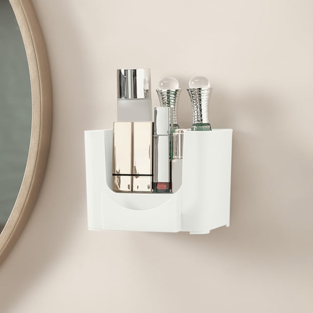 Contenedores de Almacenamiento con Tapa, Organizador de Baño de Pared, Estante para Cosméticos Sin Taladros, Plástico Abs, Capacidad de 5 Kg, Rosa, Verde Menta, Blanco y Gris, 16 X 12,5 X 12,5 Cm, Fá