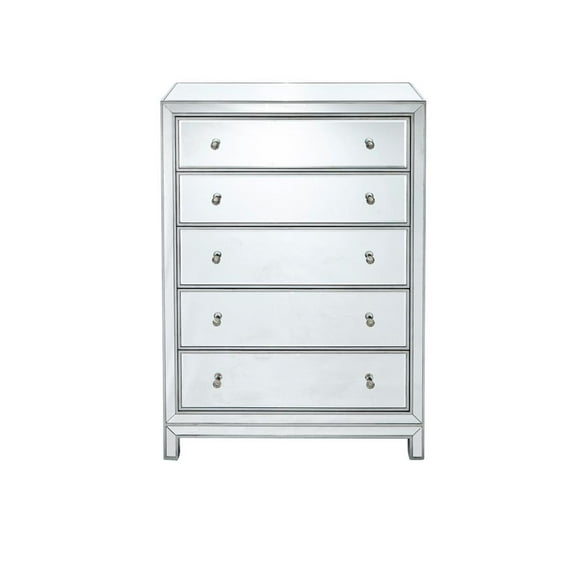 Elegant Decor Reflexion 5 Drawer 48" Mirrored Chest in Antique Silver