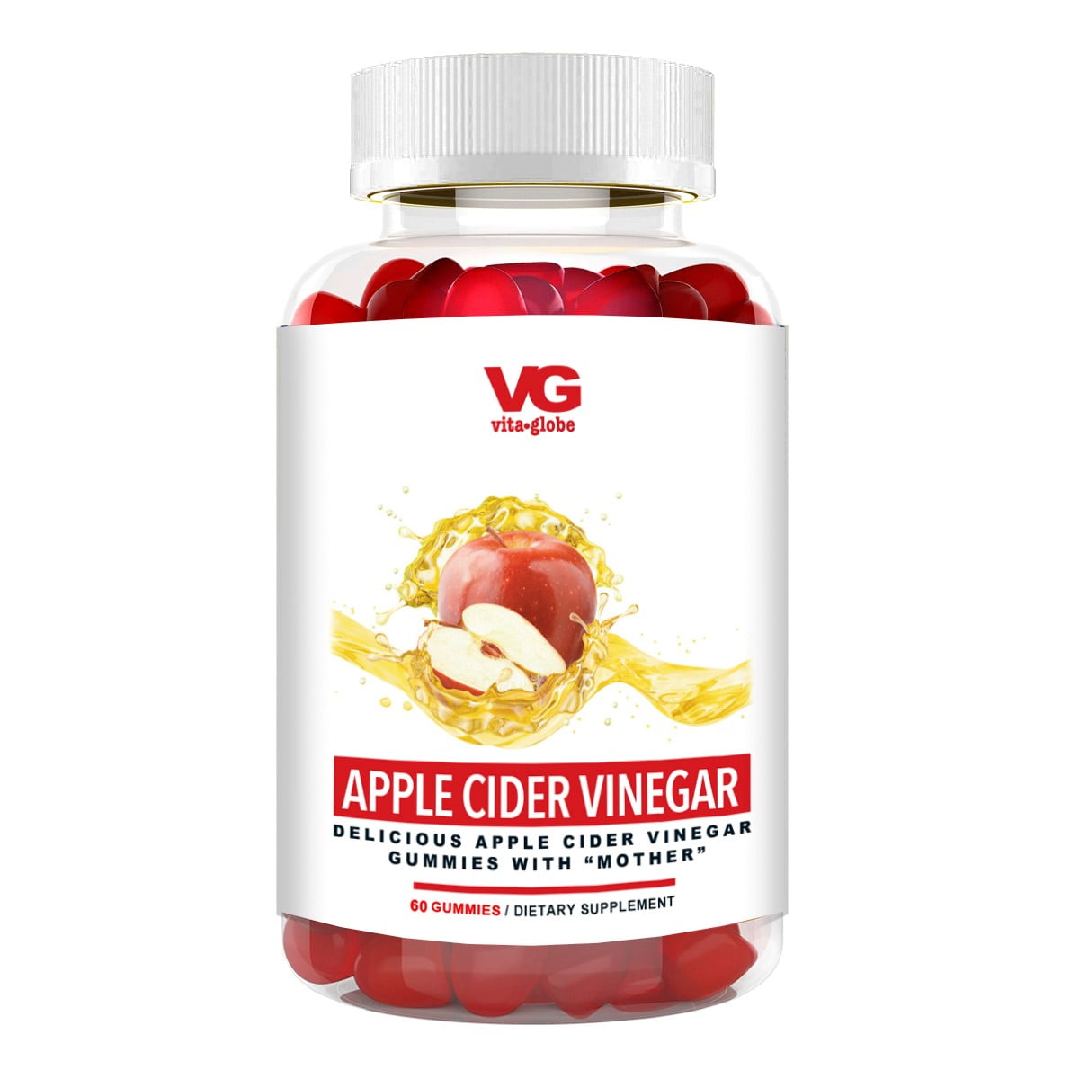 Vita Globe Apple Cider Vinegar 500mg Gummy with B6, Folate and B12 60ct