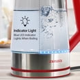 thumbnail image 3 of Aiwa 2-Liter Glass Electric Water Kettle, Cordless Hot Water Boiler with Auto-Shutoff, Red, 3 of 10