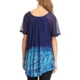 thumbnail image 2 of Sakkas Clarice Petite Raglan Lace Up Tie Dye Blouse with Embroidery and Sequins - Blue - Plus Size, 2 of 5