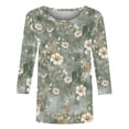 thumbnail image 4 of Mifsaly Casual Tops for Women Cotton 3/4 Sleeve Tunic Top Boho Vintage Print Work Blouse Spring Summer Loose Casual Everyday Shirts XL, 4 of 5