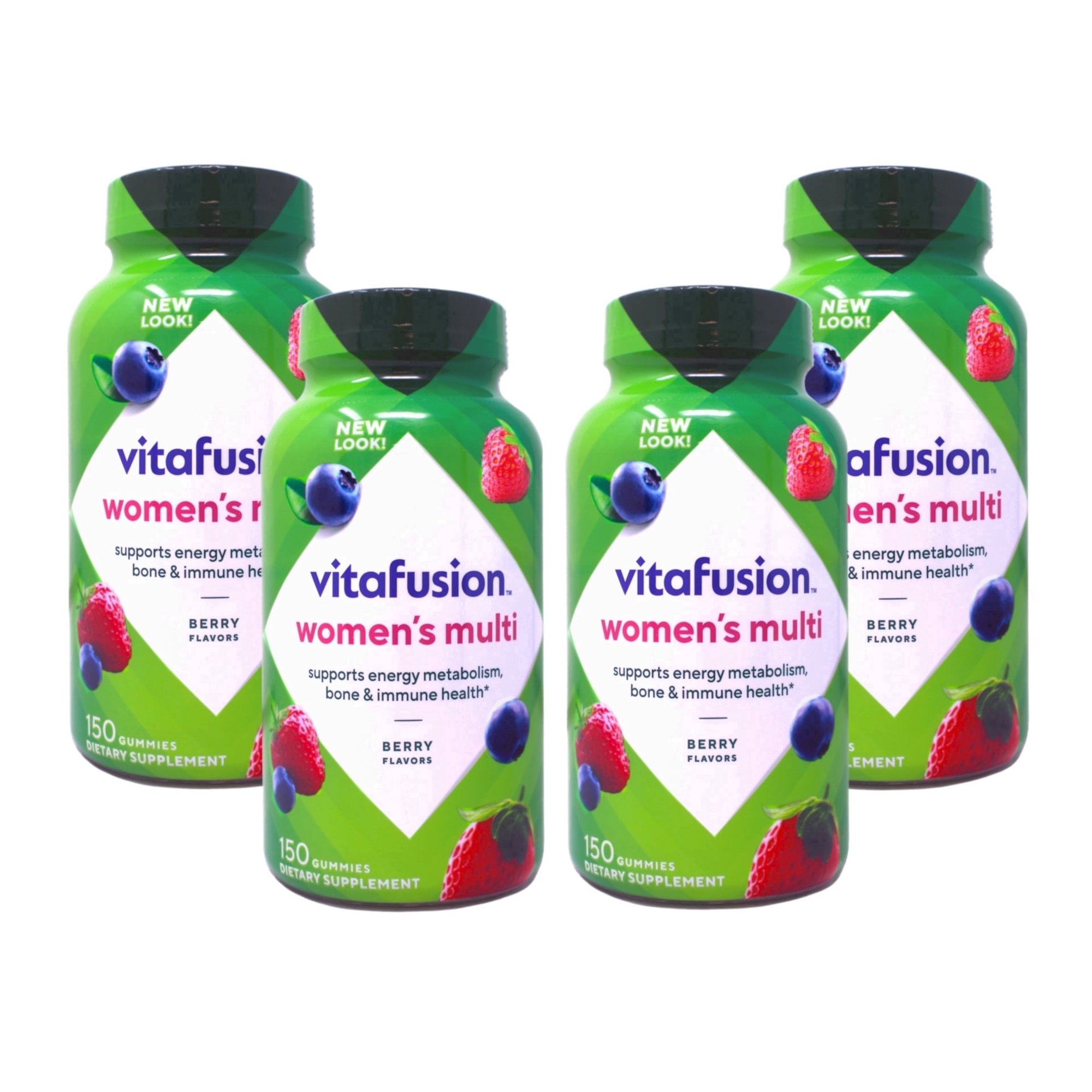 Vitafusion Multivitamin Gummies, Daily Vitamins for Women, Berry Flavored, 150 Count, Pack of 4