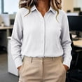 thumbnail image 5 of CBASIHI Womens Waffle Knit Cotton Button Down Shirts- Casual Long Sleeve Relaxed Fit Collared Fall Tops with Chest Pocket White Size 2XL, 5 of 7