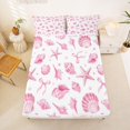 thumbnail image 5 of Manfei Watercolor Seashell Bow King Sheets,Coastal Style Bedding,4-Piece,1 Flat Sheet,1 Fitted Sheet and 2 Pillowcases, 5 of 6