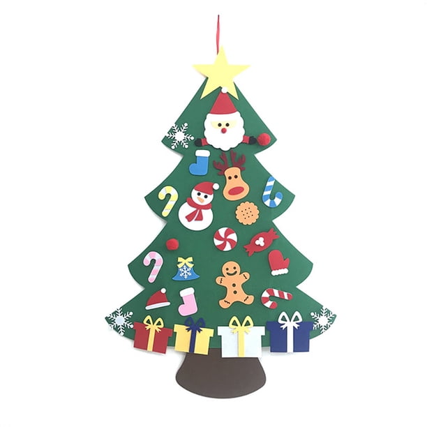 DIY fieltro paño árbol de Navidad adornos para colgar en la pared fiesta en casa decoración del festival de vacaciones Advancent HA2117-03