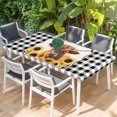 thumbnail image 2 of Yellow Sunflowers Yak Table Cloths for 6 Foot Rectangle Tables, Black White Checkered Pastoral Buffalo Patio Waterproof Elastic Fitted Tablecloths, Washable Rectangular Table Cover for Camping, 2 of 8